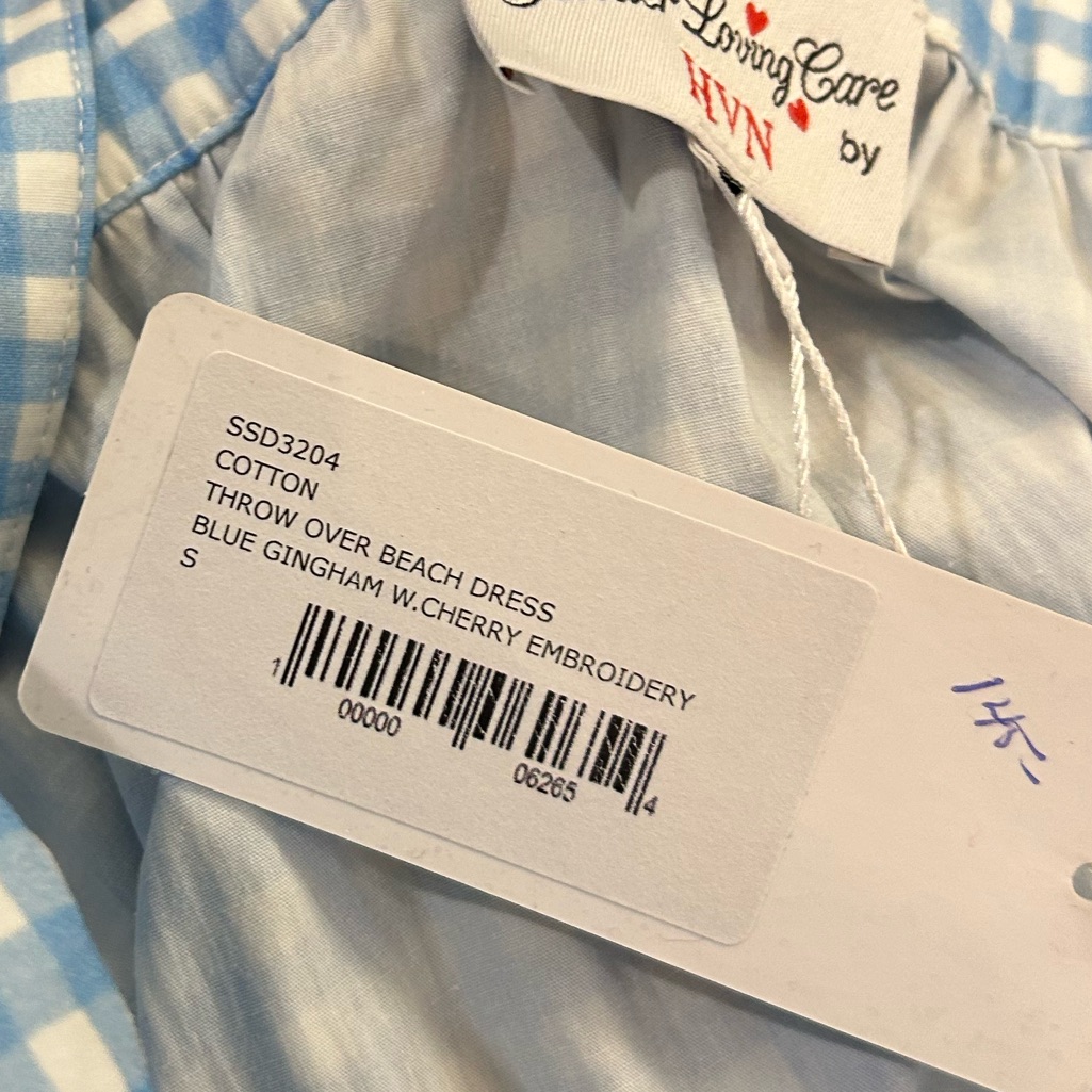 Hvn - Blue Gingham Throw Over Beach Blueberry Dress Nwt — image 7 of 8